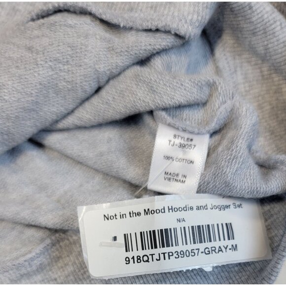 Zenana Hoodie & Jogger Set Grey Womens Medium 100% Cotton Pockets Zip Top NEW - Picture 6 of 14